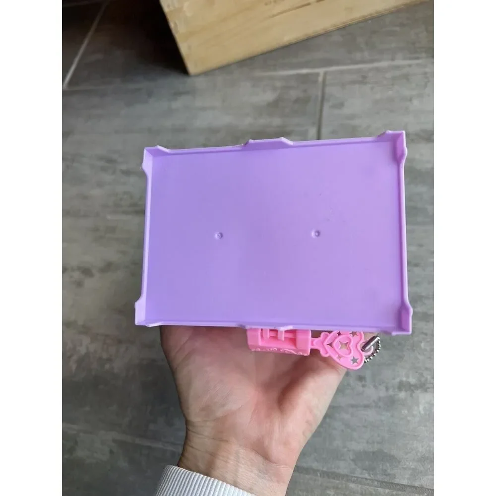 Purple Treasure Box & Key Girls Kids Organizer Plastic Jewelry Play Gift Cute